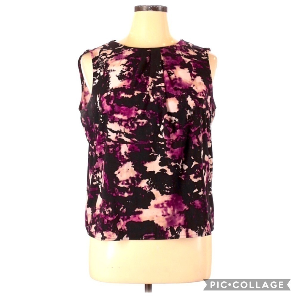 Calvin Klein Tie Dye Sleeveless Crew Neck Blouse